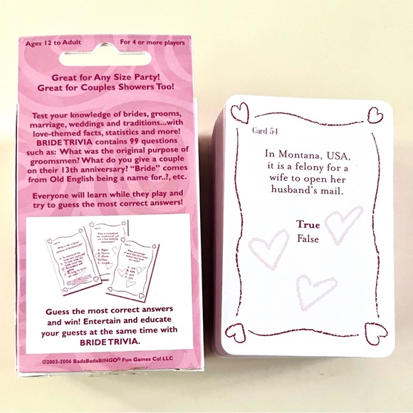 NEW TRIVIA Interactive Game, A Fun Bridal Game of 99 Cards - Picture 4 of 6